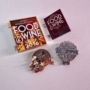 Disney Epcot Food & Wine Festival Assorted 4 Pin Set 2015–2018 Limited Editions
